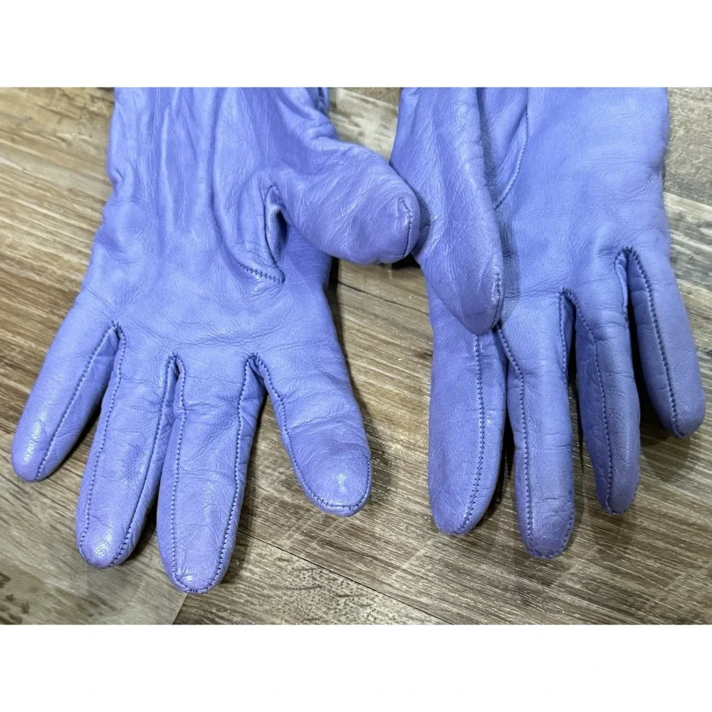 TALBOTS LEATHER 100% CASHMERE LINED DRIVING GLOVES WOMEN'S SIZE 7 Purple